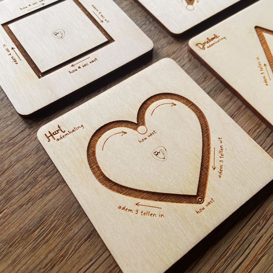 Houten ademkaartjes - set van 4