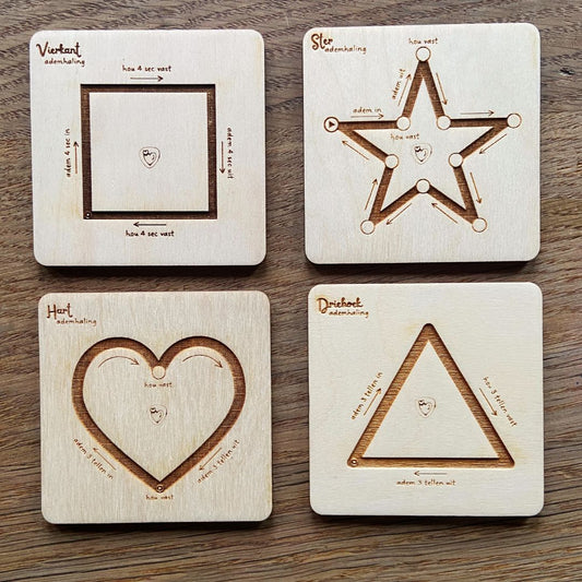Houten ademkaartjes - set van 4