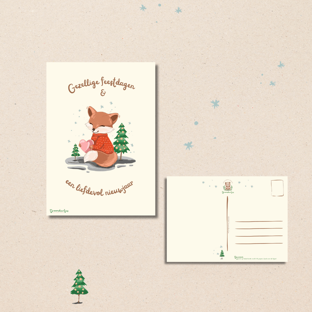 Droomdiertjes Kerstkaarten – Set van 12 (4 ontwerpen) - Droomdiertjes