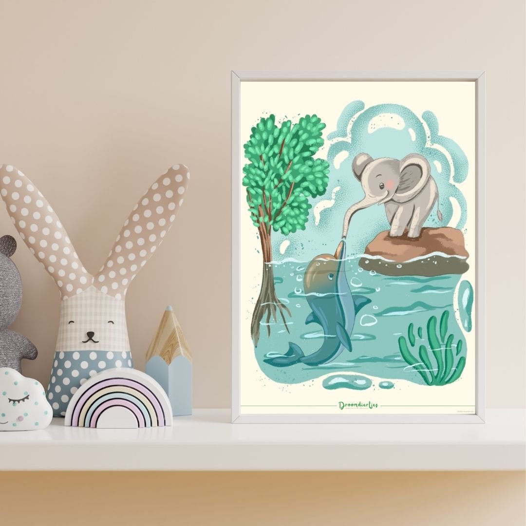 Droomdiertjes Poster A3 - Ontspannen Ollie & Dankbare Daisy - Droomdiertjes