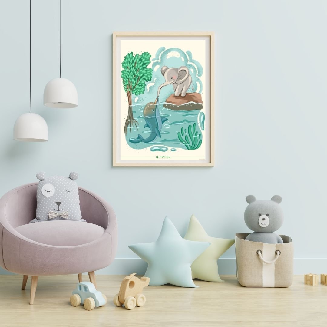 Droomdiertjes Poster A3 - Ontspannen Ollie & Dankbare Daisy - Droomdiertjes