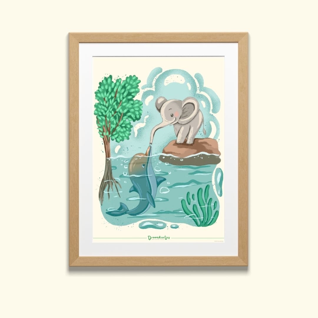 Droomdiertjes Poster A3 - Ontspannen Ollie & Dankbare Daisy - Droomdiertjes