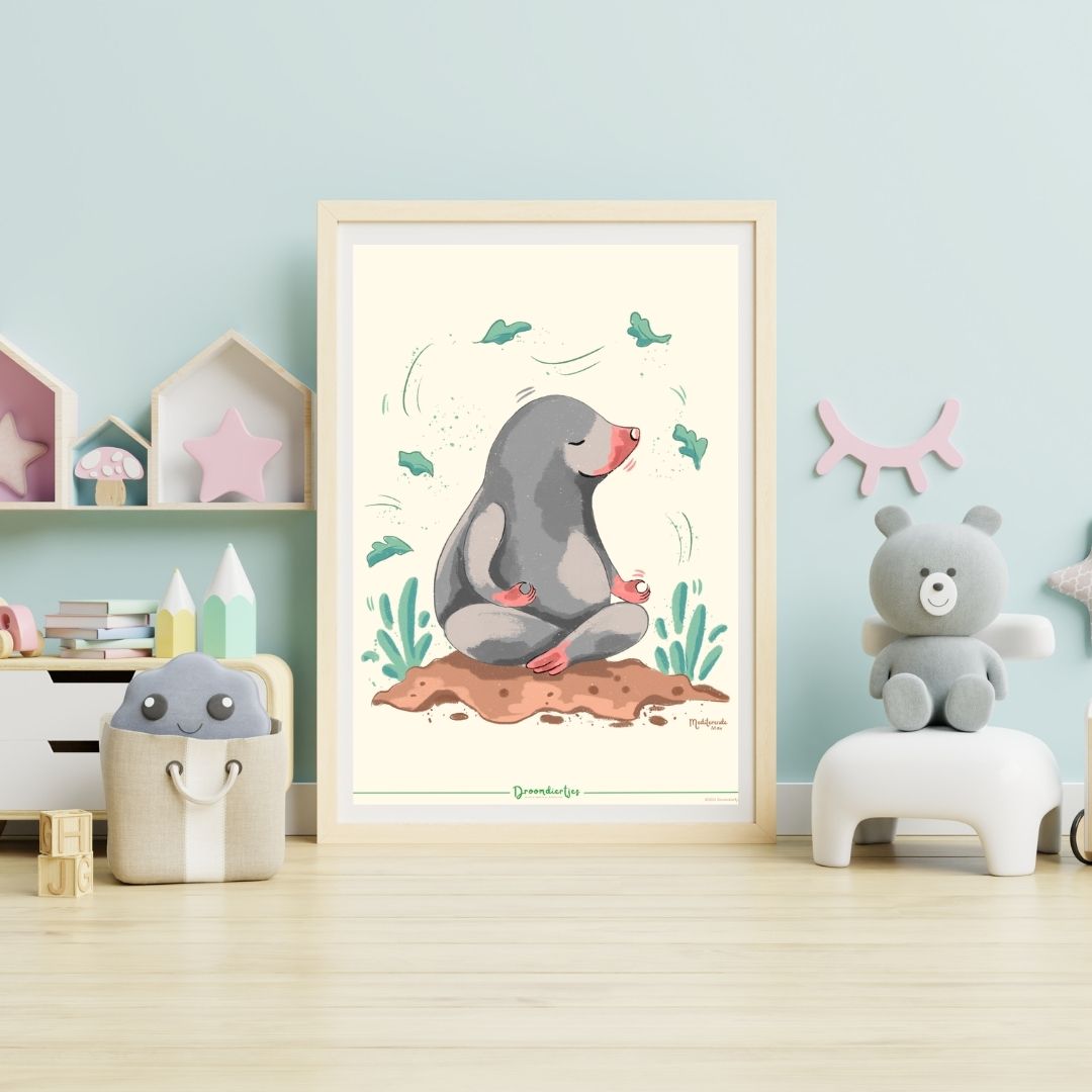 Droomdiertjes Poster A4 - Mediterende Max - Droomdiertjes