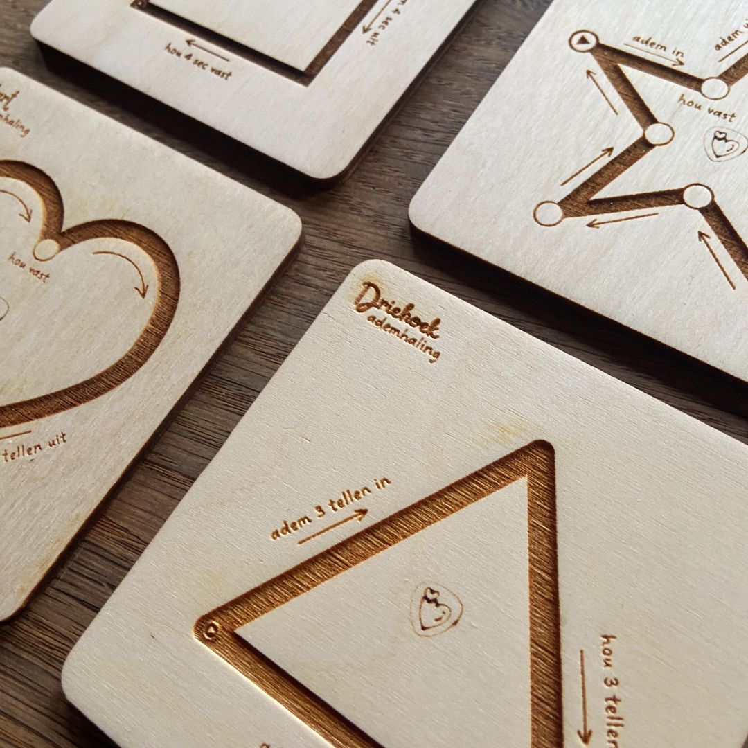 Houten ademkaartjes - set van 4 - Droomdiertjes