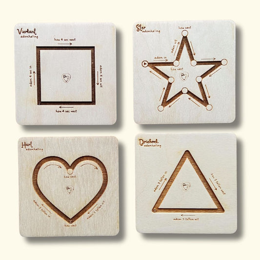 Houten ademkaartjes - set van 4 - Droomdiertjes