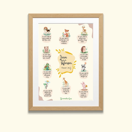 Lieve Wensen Voor Mij - Poster A3 - Droomdiertjes