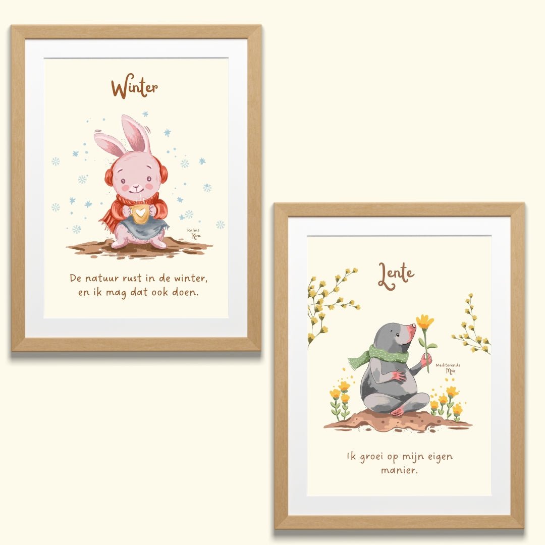 Seizoensposter A3 - Winter + Lente - Droomdiertjes