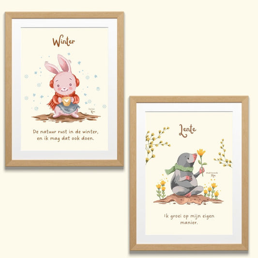 Seizoensposter A3 - Winter + Lente - Droomdiertjes
