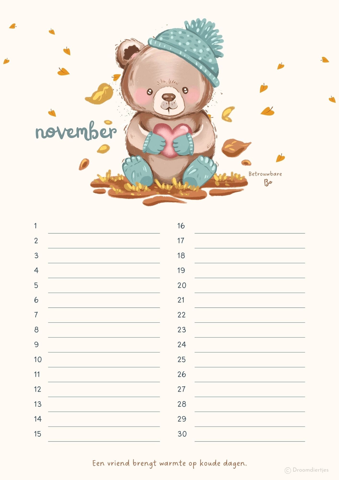 Verjaardagskalender - Droomdiertjes